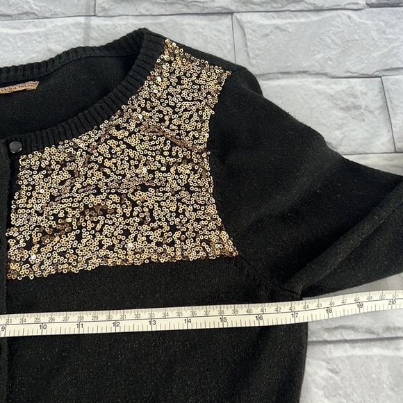 Princess Vera Wang sequin black long sleeve crop top size medium - Picture 6 of 7